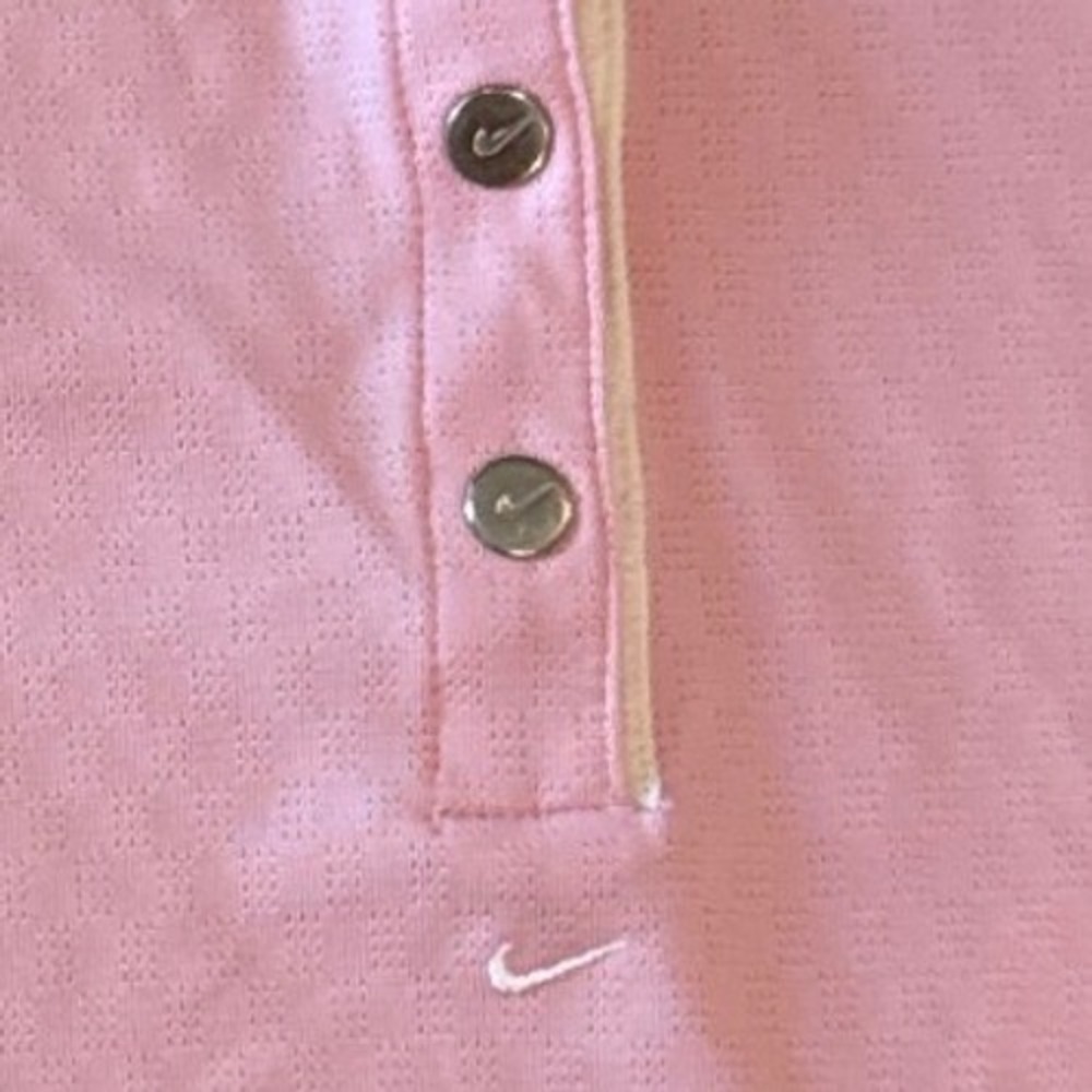 Nike Golf Dri-Fit Pink Polo Shirt Sz M Snap Button Up Pink Activewear Gorpcore - Picture 6 of 8